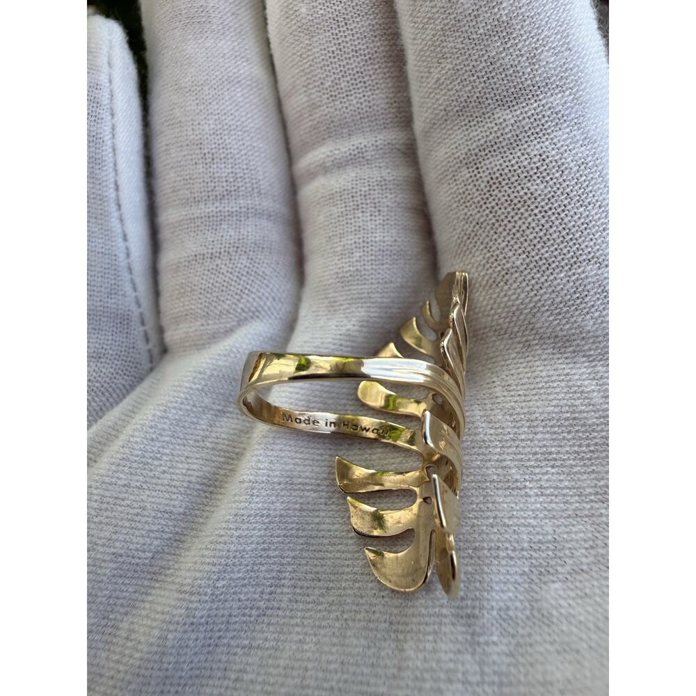 Maui Divers 14KT Yellow Gold Hawaiian Monstera Ring Made in Hawaii Size 8 - Picture 7 of 14